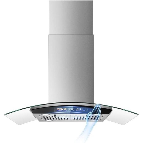 Island Range Hood 36 Inch with Touch Control and LED Lights