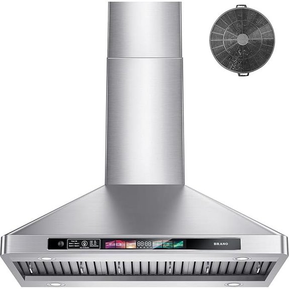 BRANO 36-Inch Wall Mount Range Hood with Controls