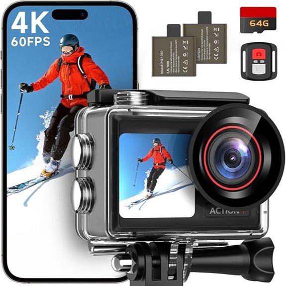 ODDV 4K Action Camera with LCD Waterproof 64GB