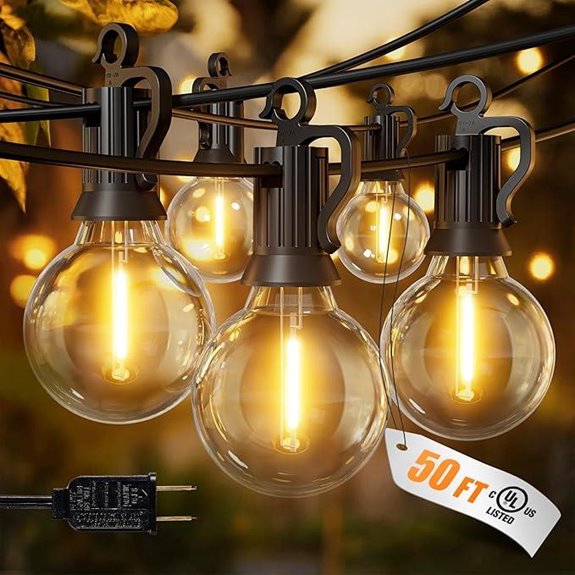 Brightown 50FT Outdoor String Lights with LED Bulbs