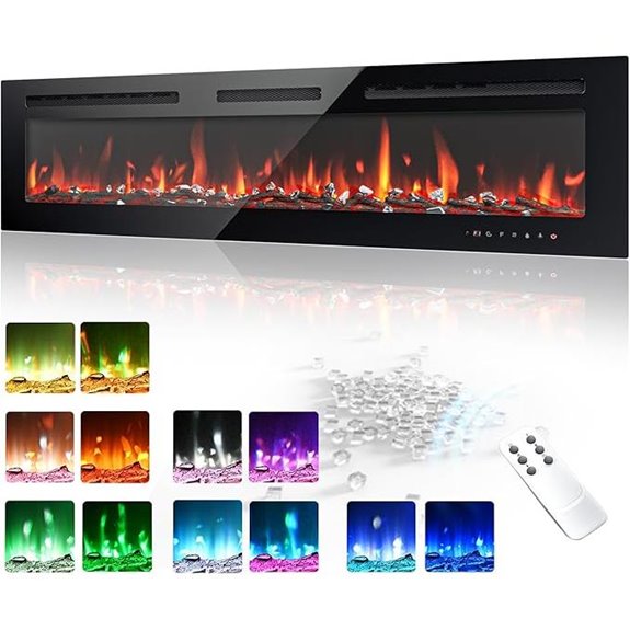 EUHOMY 60-Inch Recessed/Wall-Mounted Electric Fireplace