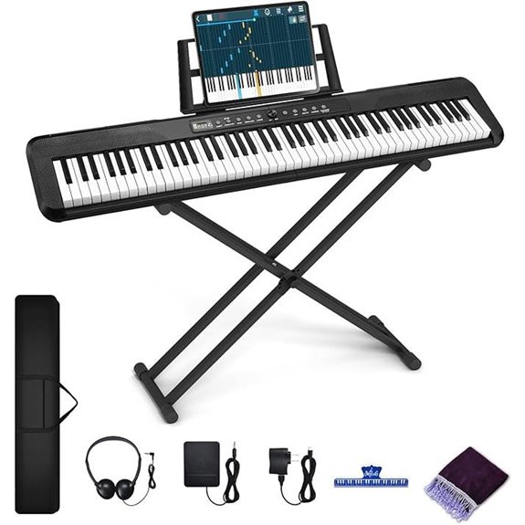 88-Key Digital Piano with Stand Pedal Case Bluetooth