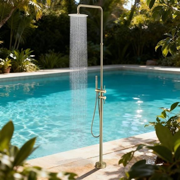 RBROHANT Outdoor Shower Adjustable Gold Stainless Steel