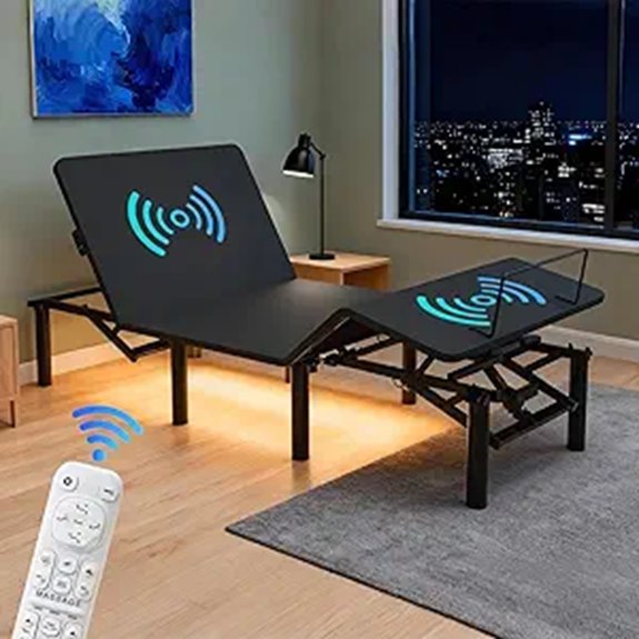 Adjustable Twin XL Bed Frame with Massage and LED Lights