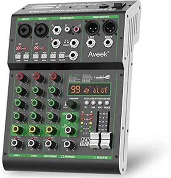 Aveek Audio Mixer with USB Bluetooth DSP Effects