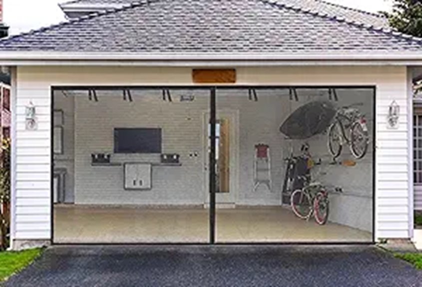 Garage Screen Door for 2-Car Garage Black 16x7 Ft