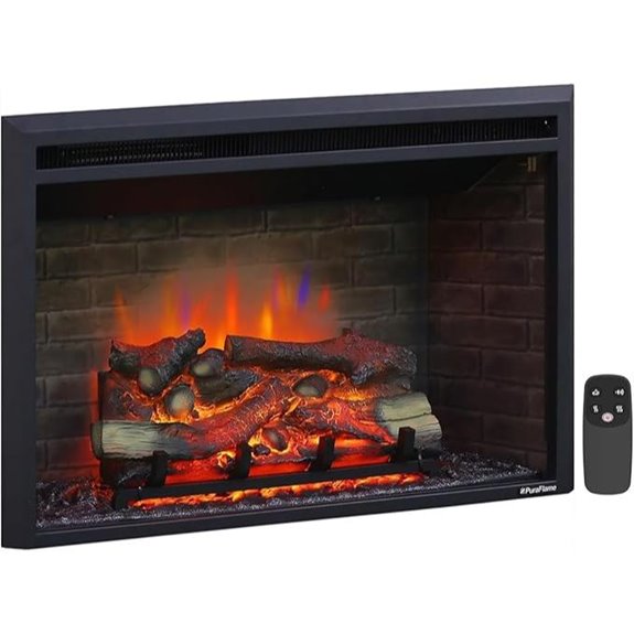 PuraFlame Electric Fireplace Insert with Remote Black