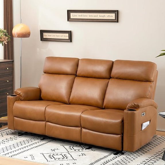 Electric Reclining Sofa with USB and Cup Holders