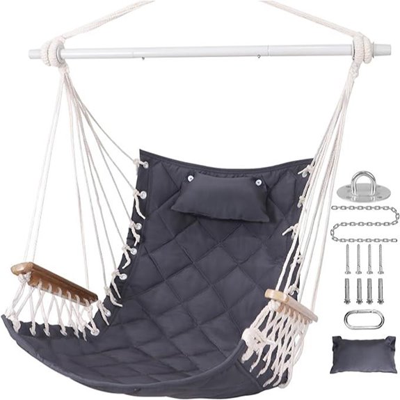 Hammock Chair Swing with Armrests and Accessories
