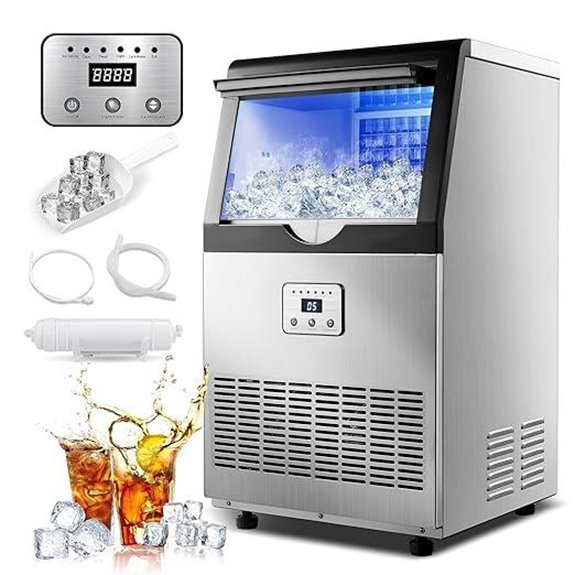 Commercial 100lb Ice Maker with Self-Cleaning and LED Display