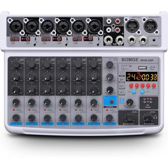 BOMGE 8-Channel Mini Audio Mixer with Bluetooth