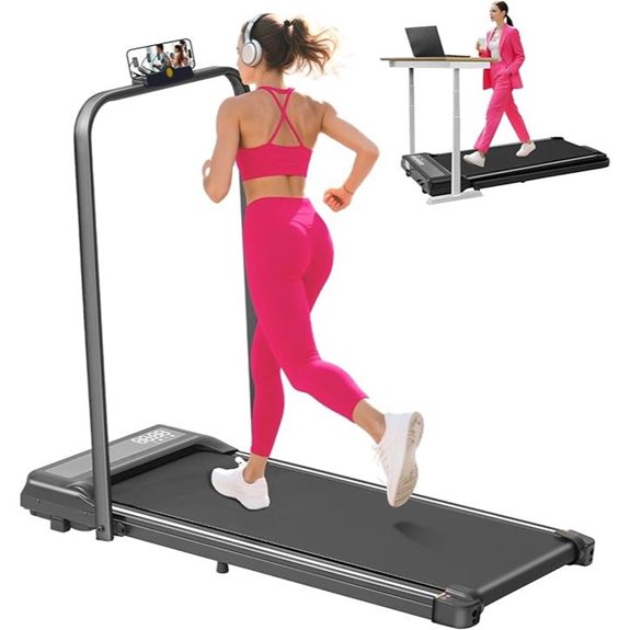 Compact Electric Walking Treadmill with Incline and Handles