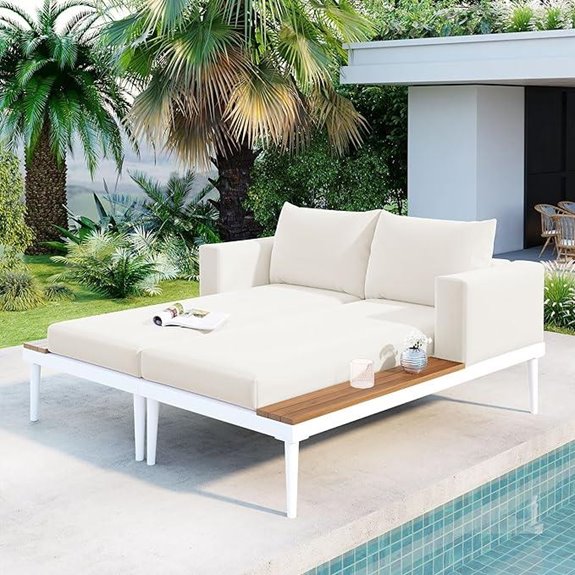 Modern Outdoor Daybed with Side Tables