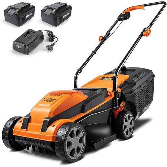 LawnMaster Cordless 13-Inch Lawn Mower with Batteries