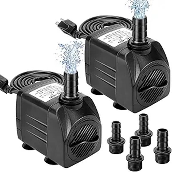GROWNEER 2-Pack 550GPH Submersible Fountain Pump