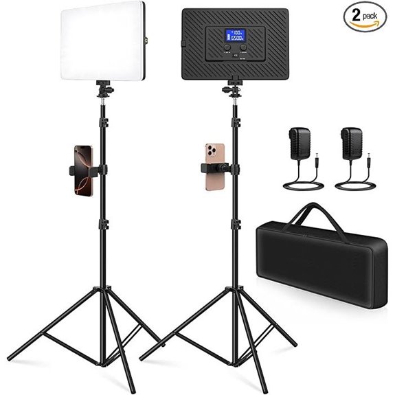 2 Pack LED Video Light Kit with Stand and Battery
