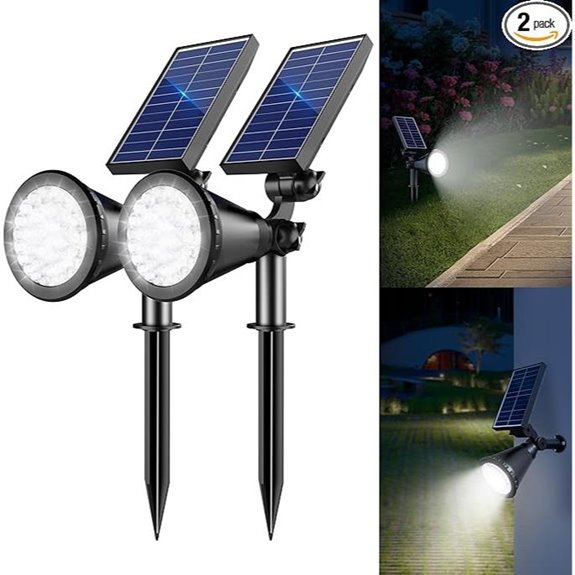 2-Pack Waterproof Solar Spotlights with 36 LEDs