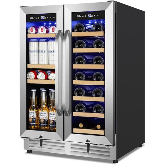 Dual Zone 24-Inch Beverage Refrigerator with Glass Door
