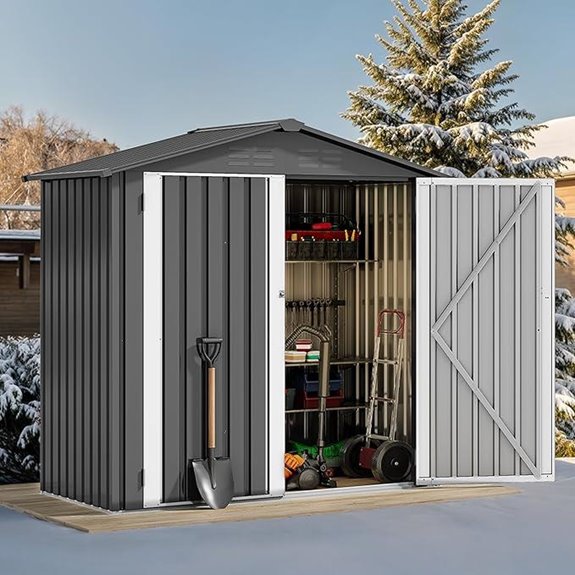 DWVO 6x4ft Weatherproof Metal Outdoor Storage Shed