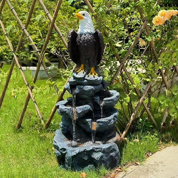 Eagle Outdoor Fountain with LED Lights and Waterfall