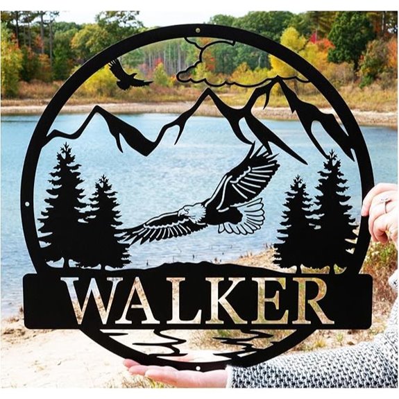Custom Outdoor Eagle Monogram Metal Wall Art