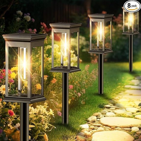 8 Pack Waterproof Solar Pathway Garden Lights