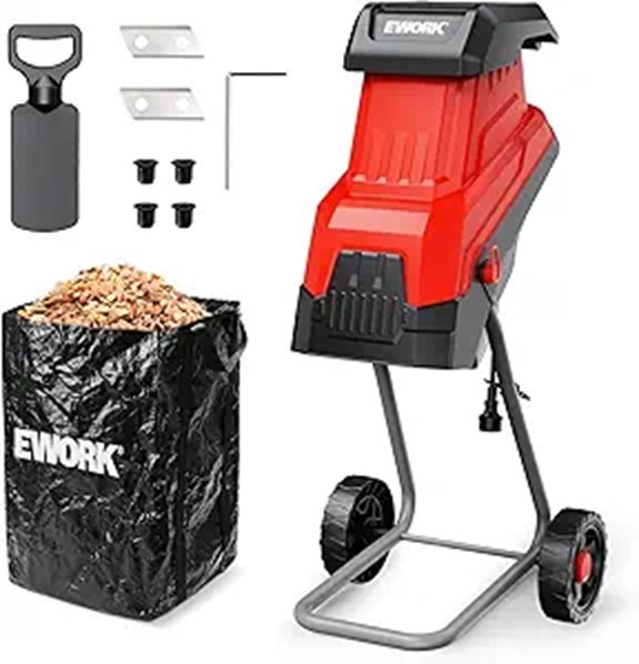 EWORK Electric Wood Chipper with 2 Extra Blades