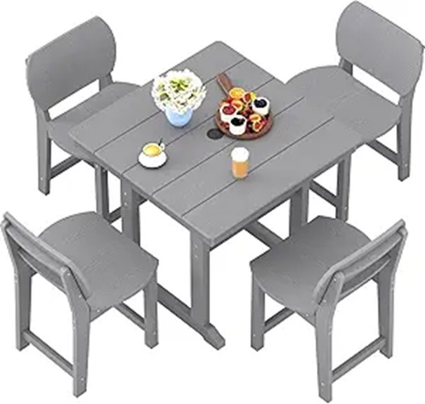 5-Piece Outdoor Patio Dining Set with Umbrella Hole
