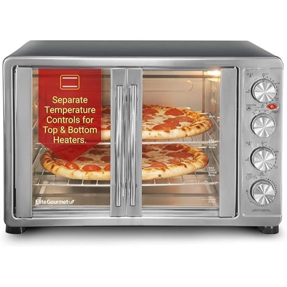 Elite Gourmet French Door Convection Oven with Pizza Racks