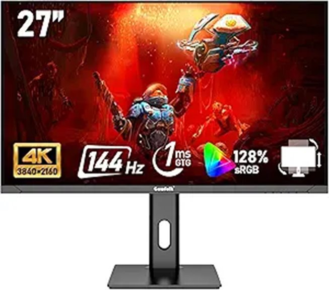Gawfolk 27 4K Gaming Monitor 144Hz Adjustable