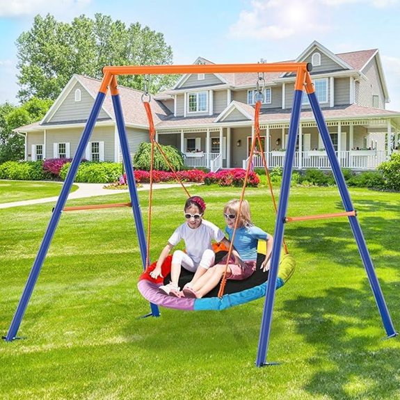 GIKPAL Saucer Swing Set with Stand and Ropes