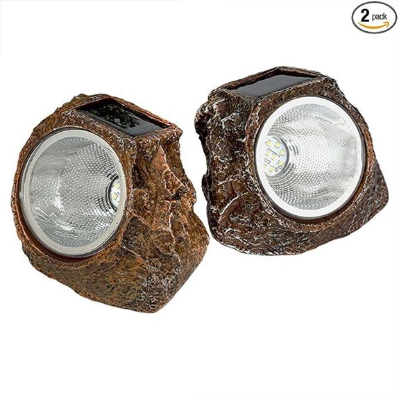 EiGreen Solar Rock Lights Outdoor 2 Pack Waterproof Yard Spotlights