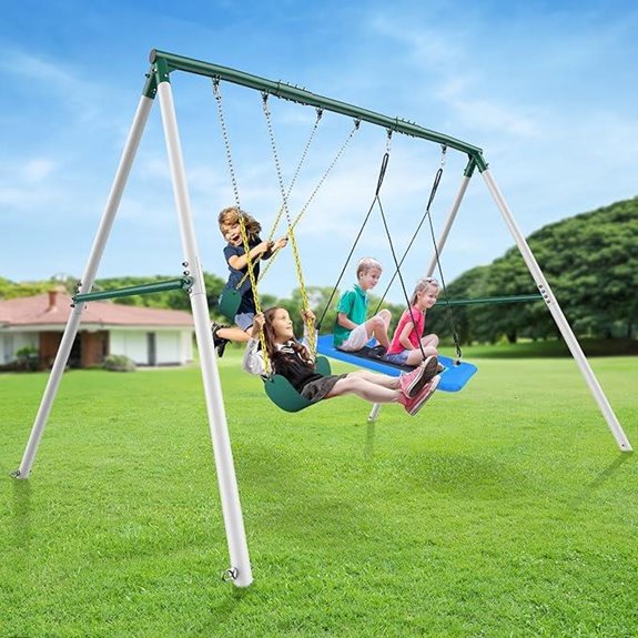Hapfan 7.3ft Heavy Duty Swing Set with 3 Swings
