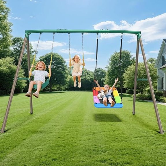 Hapfan 7.3ft Heavy Duty Swing Set with 3 Swings