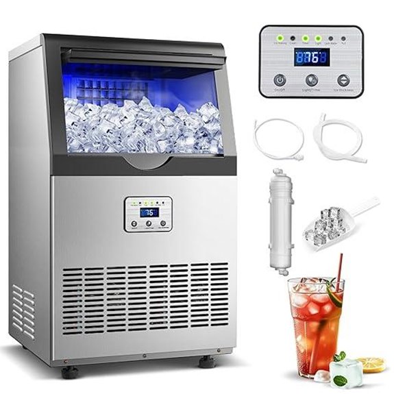 Commercial Ice Maker 110lbs/24H Auto-Cleaning
