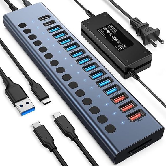 10Gbps USB Hub with 17 Ports and Power Adapter