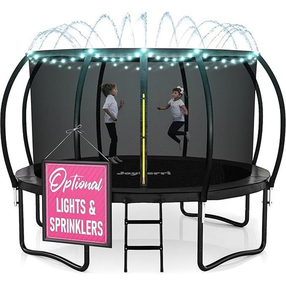 JoyBerri Outdoor Trampoline with Safety Enclosure and Lights