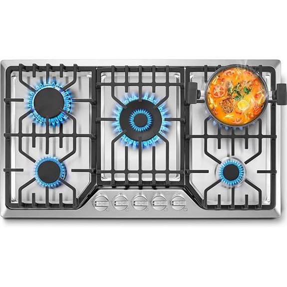 36-inch Gas Cooktop with 5 Sabaf Burners