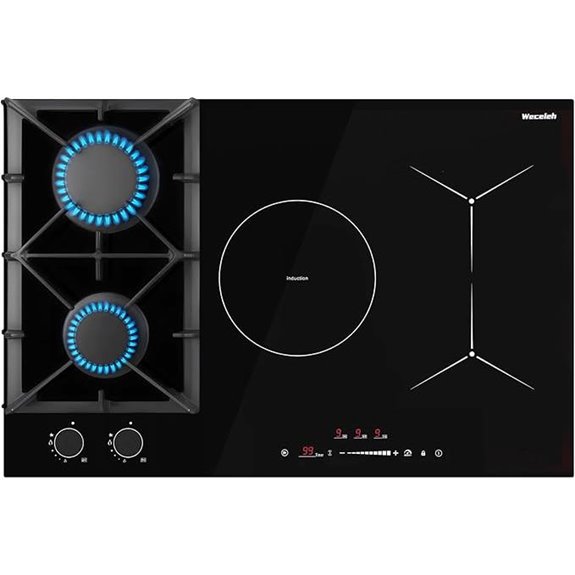 30-Inch Gas & Induction Cooktop with 5 Burners