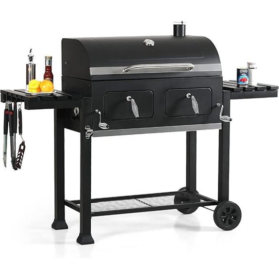 Captiva Large Charcoal BBQ Grill with Side Tables