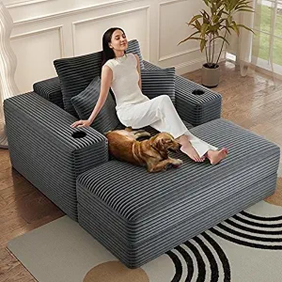 Oversized Gray Modular Chaise Lounge Sofa Bed