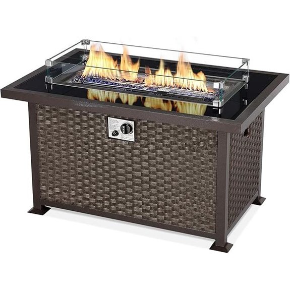U-MAX 44in Outdoor Propane Fire Pit with Glass