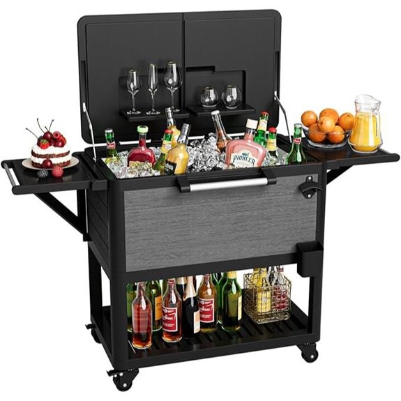 104 Quart Rolling Patio Cooler with Wheels and Storage