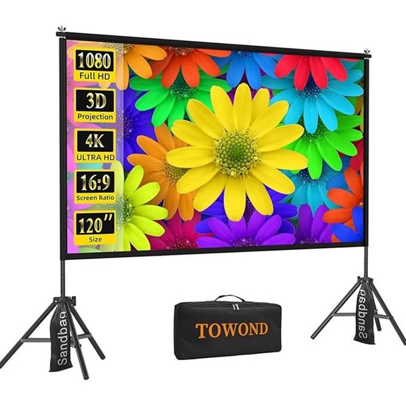 TOWOND 120-Inch Indoor/Outdoor Projector Screen with Stand