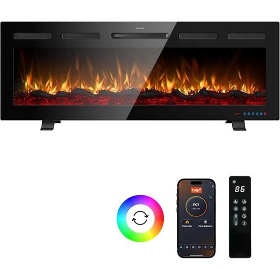 50-Inch Wall-Mounted Electric Fireplace with Flame Effects