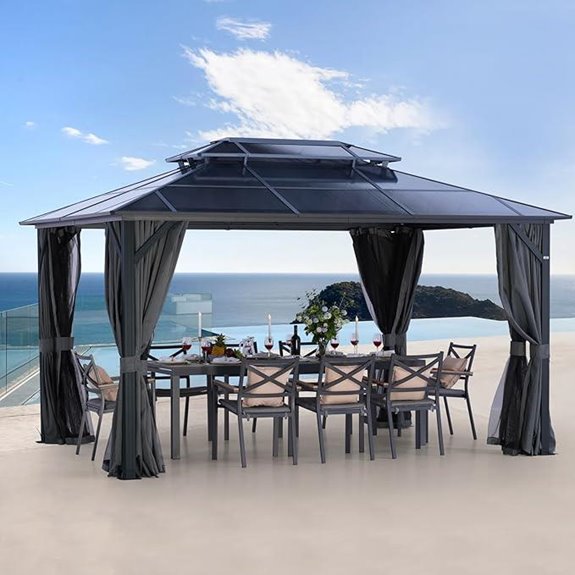 LeDoasis 10'x13' Hardtop Gazebo with Curtains