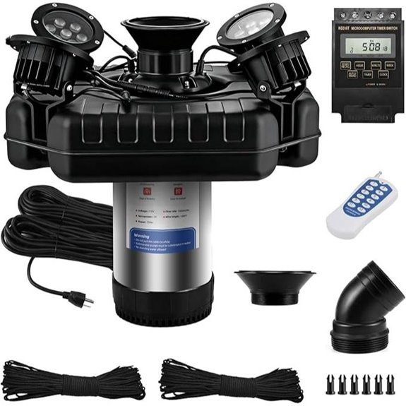 Floating Pond Fountain with LED Lights and Timer