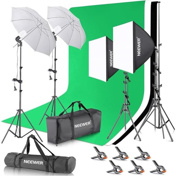 NEEWER Lighting Kit with Backdrops and Softboxes