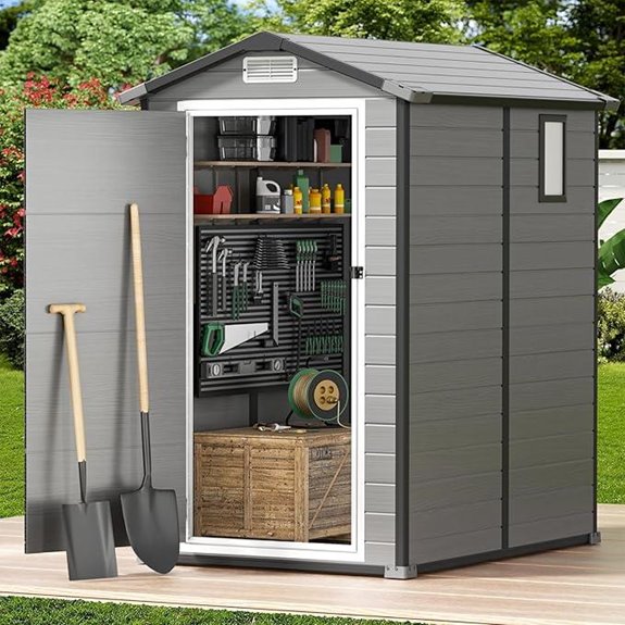 GVDV Outdoor Resin Storage Shed with Lockable Door