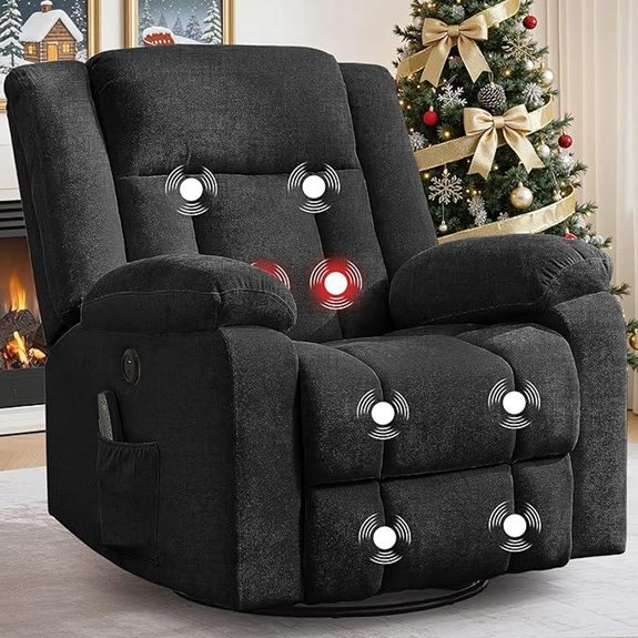 Swivel Recliner with Massage Heating USB Charging